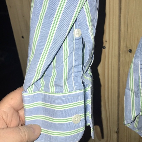 Vineyard Vines Blue Green Striped Shirt 14 1/2 - Picture 4 of 5